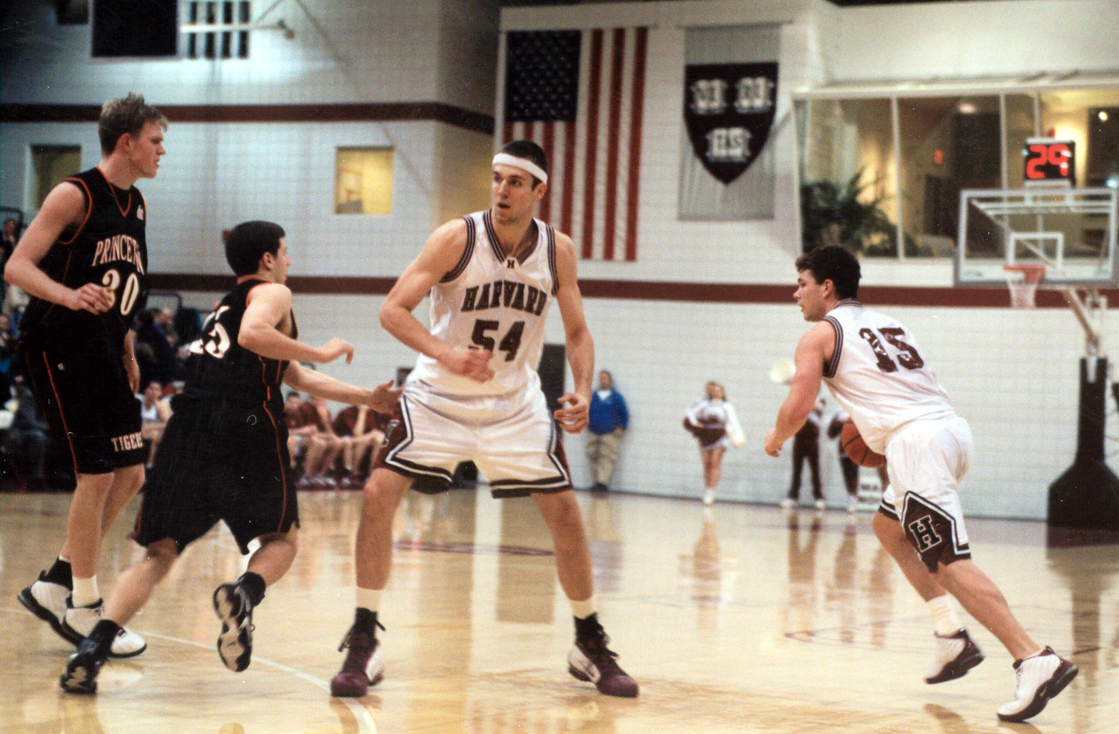Brian Sigafoos wearing number 54 for Harvard at Lavietes Pavilion